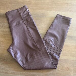 Athleta Inclination Moto Tight Leggings, Size Small Metallic Mauve